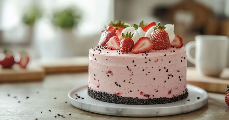 Black Sesame Strawberry Cake