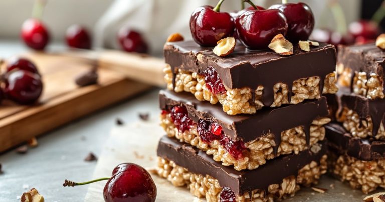 Chocolate Covered Cherry Rice Krispies Treats